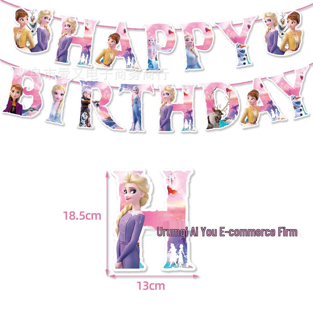 Pink Frozen Elsa Birthday Party Tableware Set: Plates, Napkins, and Decorations