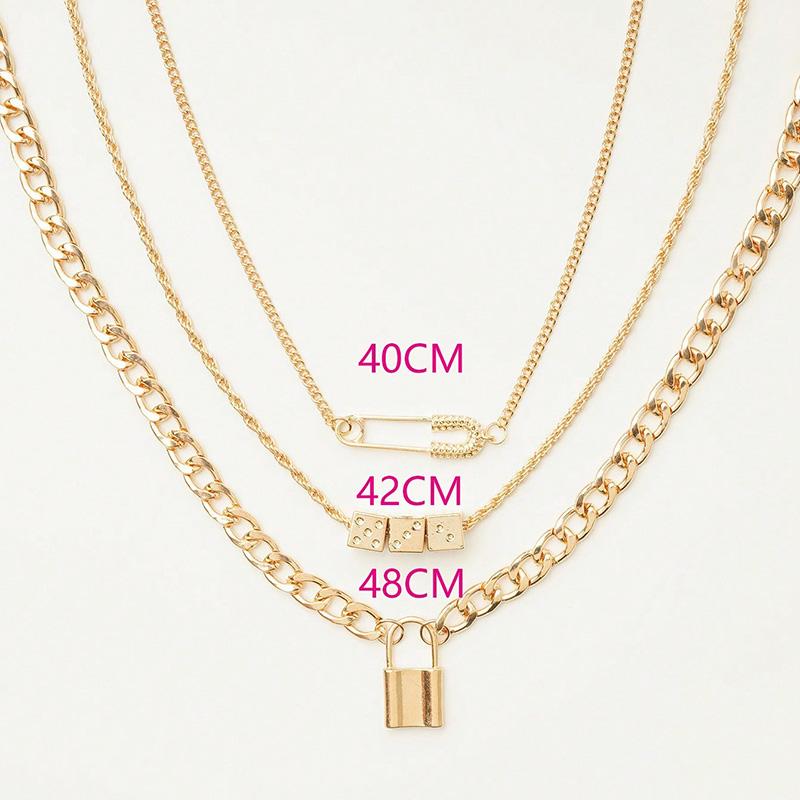 Multi Layered Fashion Women's Pendant Necklace Simple Dice Metal Accessories For Daily Party Banquets Trendy Girls' Necklace Set