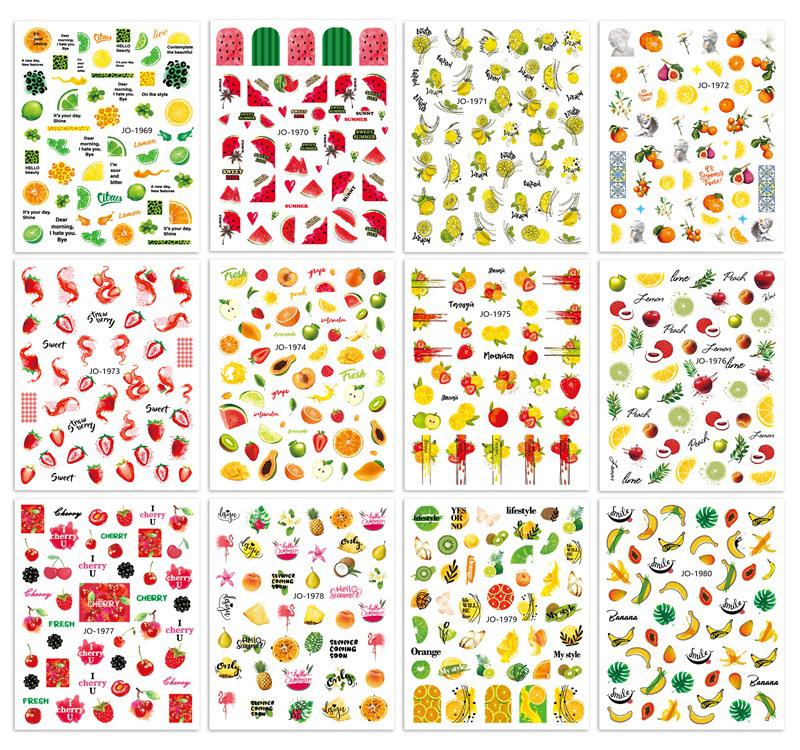 Fruit Series Nail Art Stickers: Lemon, Pineapple, Watermelon, Banana, Strawberry