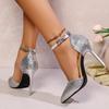 Sexy Sandals for Women Slides Pumps New Thin Super High Heels Shoes for Women Bling Shine Crystal Pointed Toe Summer Sandals