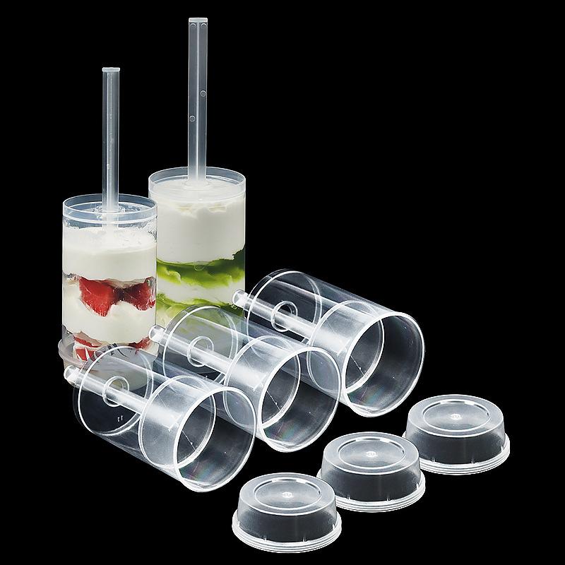 25 kusů průhledných plastových push-up obalů na dorty Netoxické Bezpečné pro potraviny pro domácí použití Komerční pekárny Oslavy narozenin Dezertní skleničky