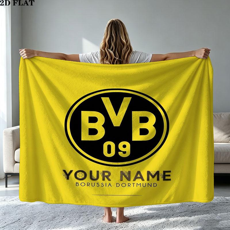 1PC Borussia Custom Name Patterned Flannel Blanket Suitable For All Seasons for Home Decor Warmth and Comfort Gifts Holiday Present