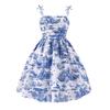 Retro-Szykowna Sukienka na Ramiączkach Spaghetti z Kokardą dla Dziewcząt - Europejski i Amerykański Styl Letni