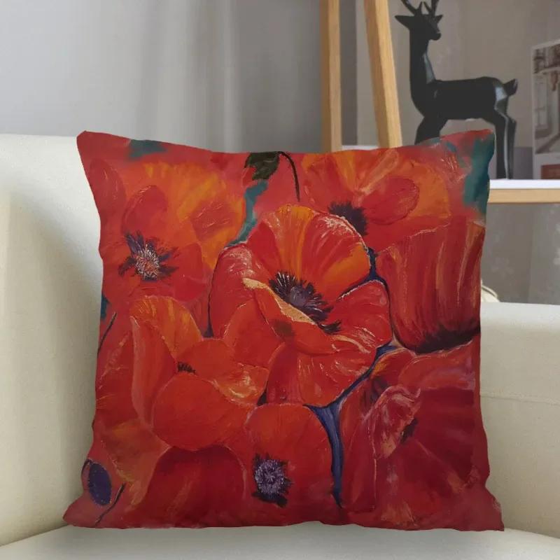 Bedroom Living Room Home Decor Cushion Cover Flower Pattern Pillowcase Square