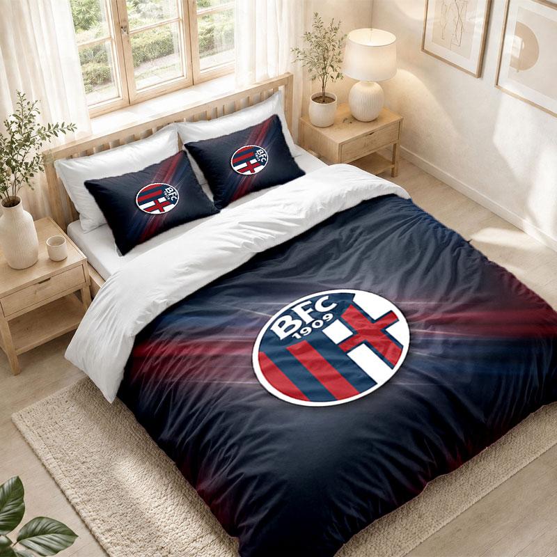 Bedding Set 1 Duvet Cover 2 Pillowcases Bologna FC Print Bedroom Home Decoration