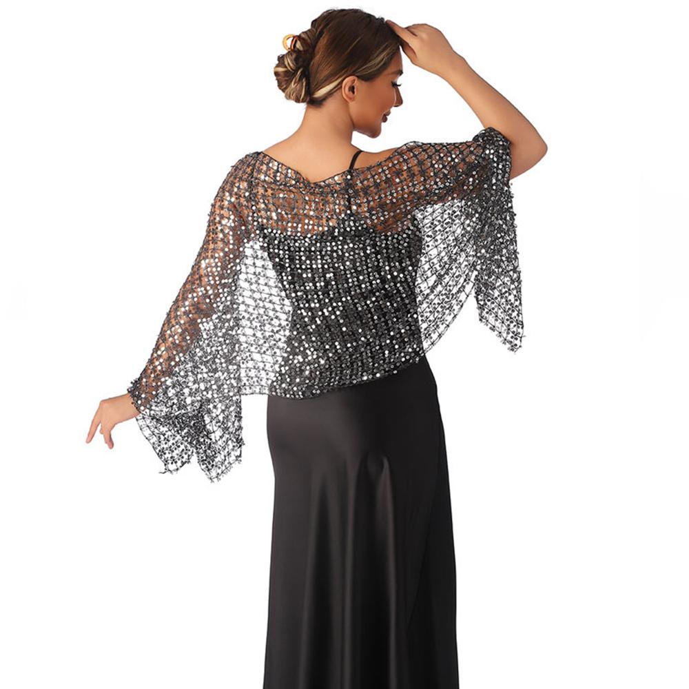 Ethnic Glitter Sequin Hollow Out Scarf, Multi-functional Shawl & Headscarf for Women Evening Party