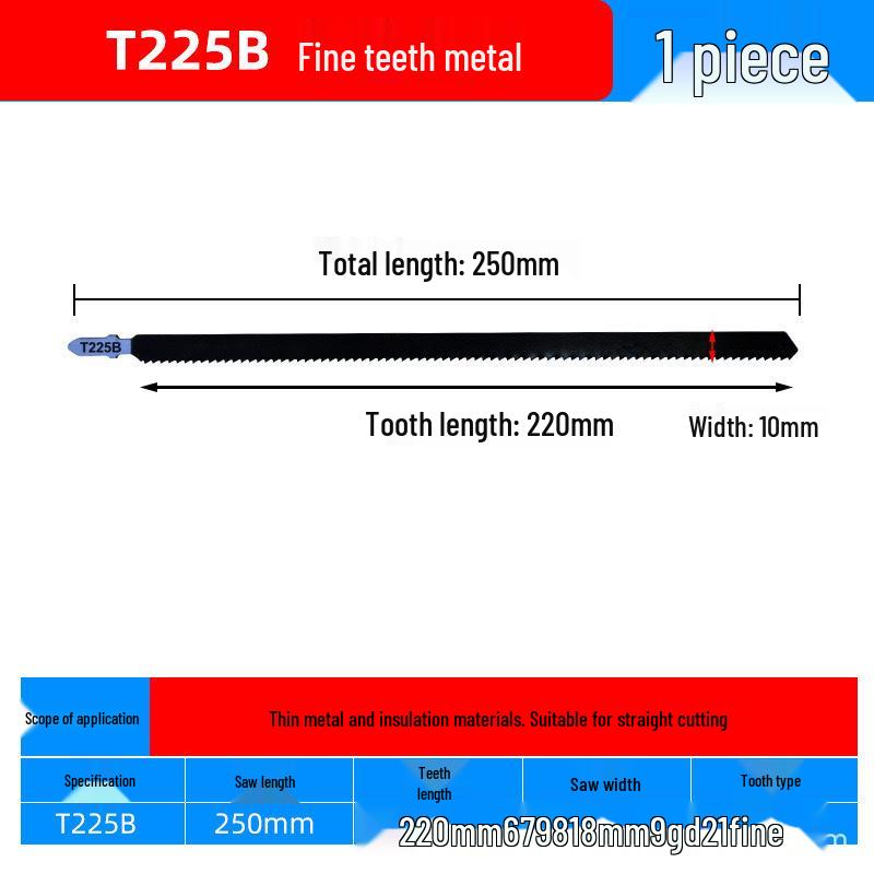 Extra Long Jigsaw Blade T244D - Fine/Coarse Teeth, Anti-Chip, for Wood, Metal, Plastic, Iron, Aluminum