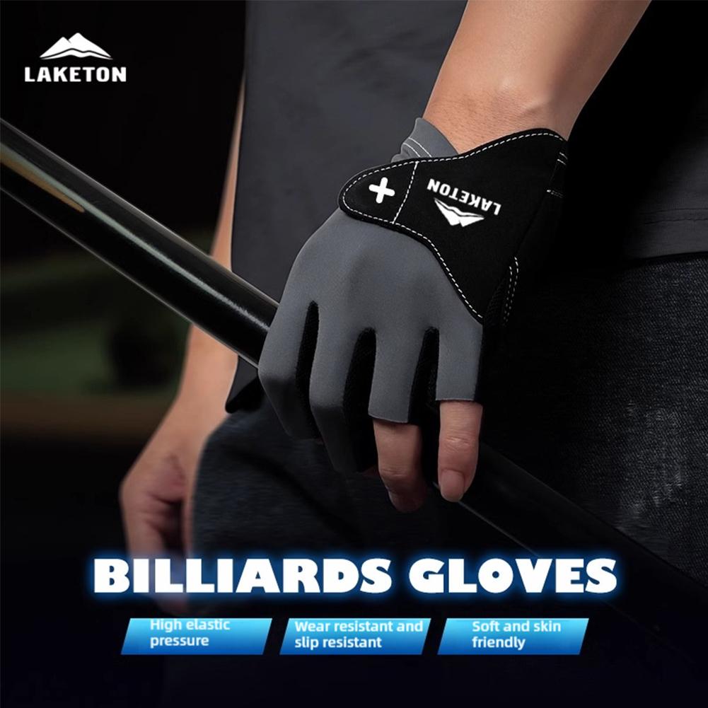 Open Finger Billiard Gloves Breathable Polyester Snooker Pool Gloves Adjustable Sticker Smooth Soft Lightweight Amateur Training