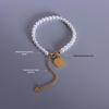 Chinese Round Fu Character Pearl Bracelet, Best Friend Women's 18K Gold Titanium Steel E242