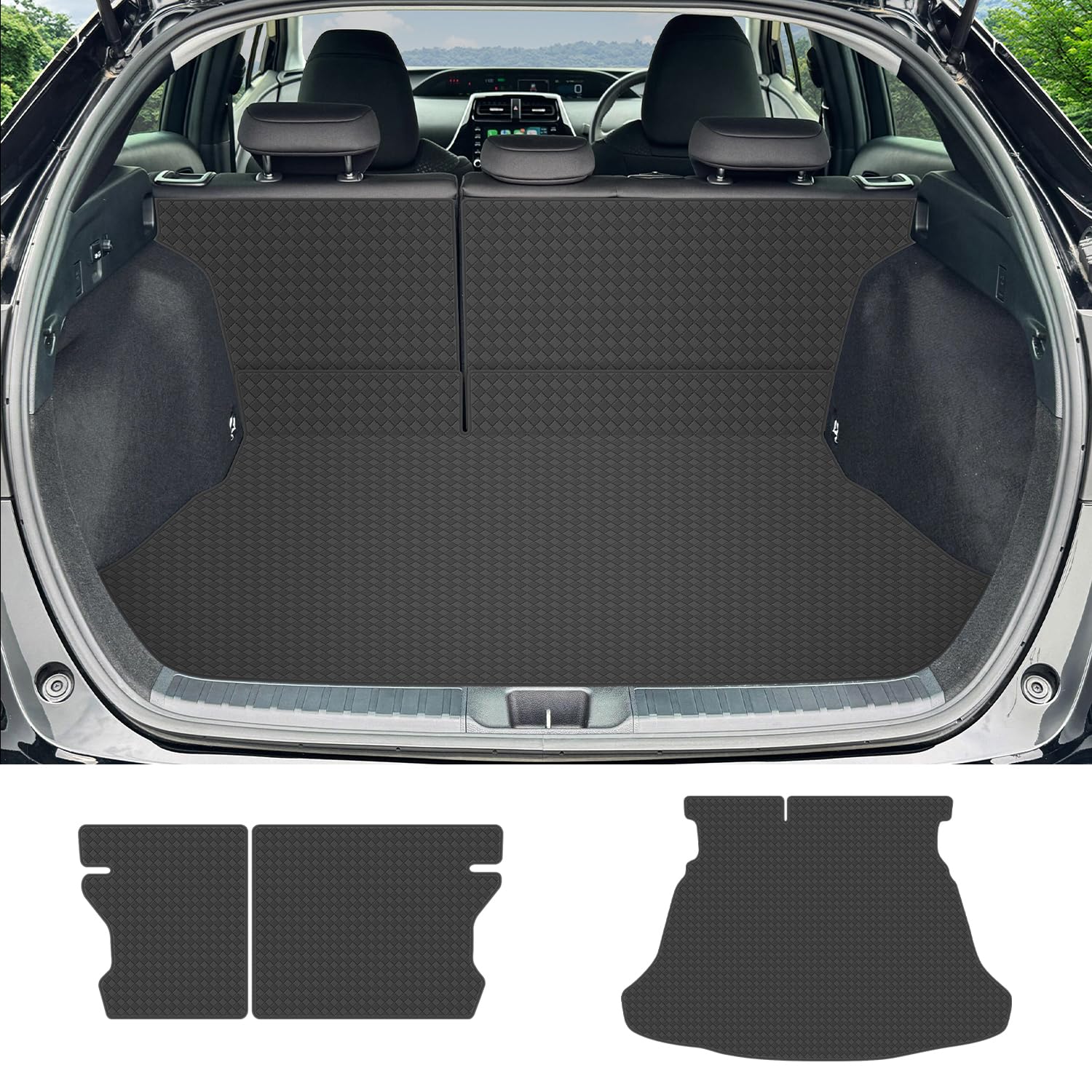 

YORKNEIC Toyota Prius Luggage 50 Series 2WD spare with seat back trunk seat back cargo back synthetic Type B Mat, (2015-2022), (without tire), covers,