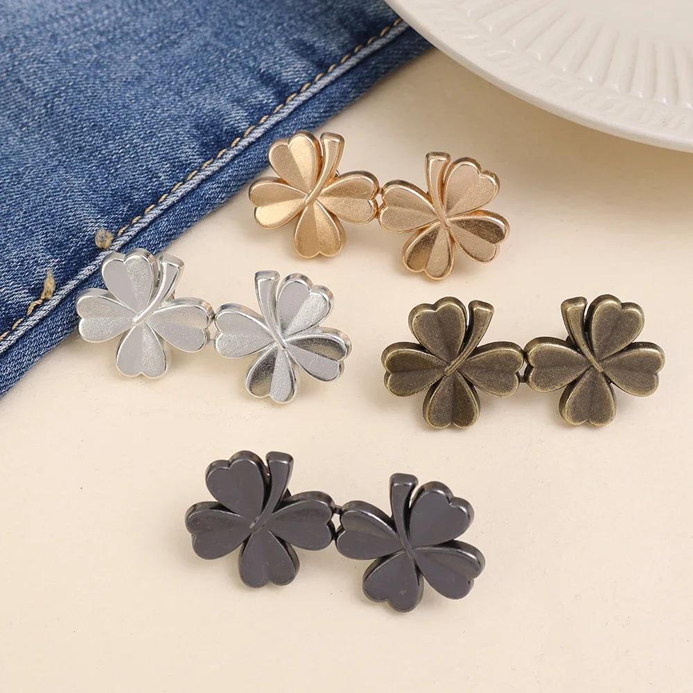 

1/4Set Tighten Waist Buckle Alloy Brooches Pins Clip Adjustable Snap Button Jeans Buttons Detachable Clothing Accessories Diy 1Set