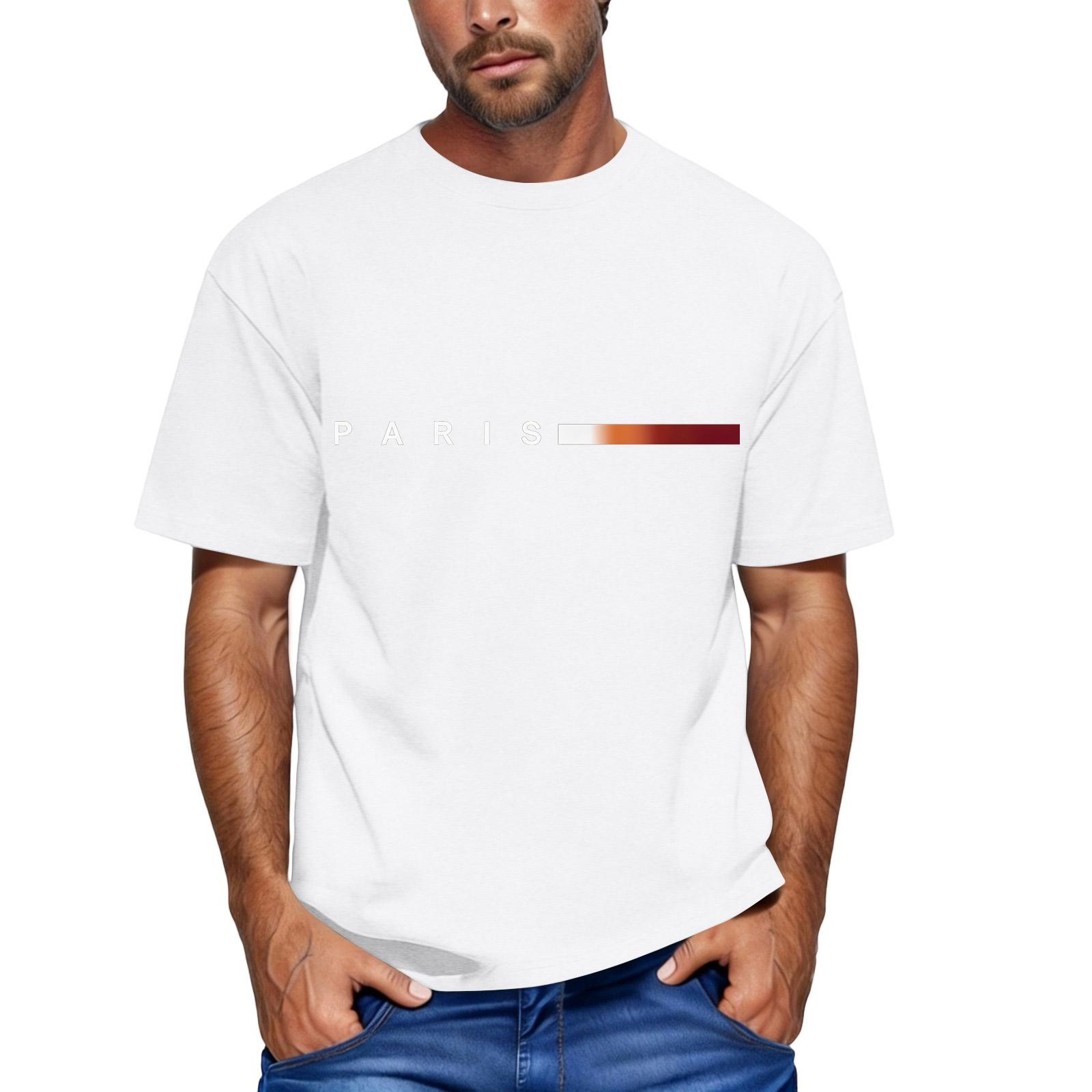 

Men s Loose And Casual Flag Letter Print T-shirt Short-sleeved Top XL білий