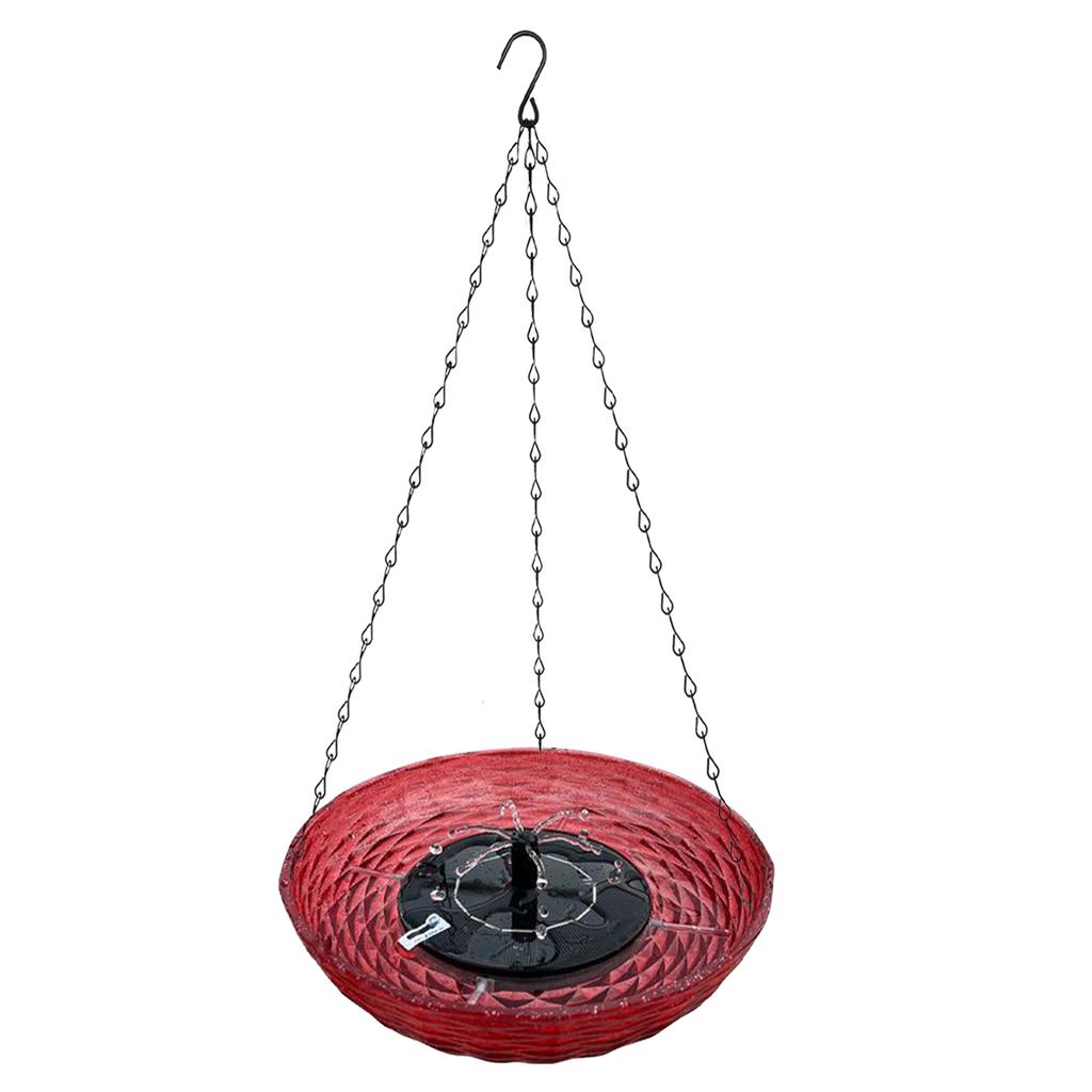 Fontaine Solaire Baignoire pour Oiseaux Suspendue Mangeoire pour la Faune Baignoire Solaire avec Pompe à Eau pour Jardin Extérieur Cour Patio Pelouse