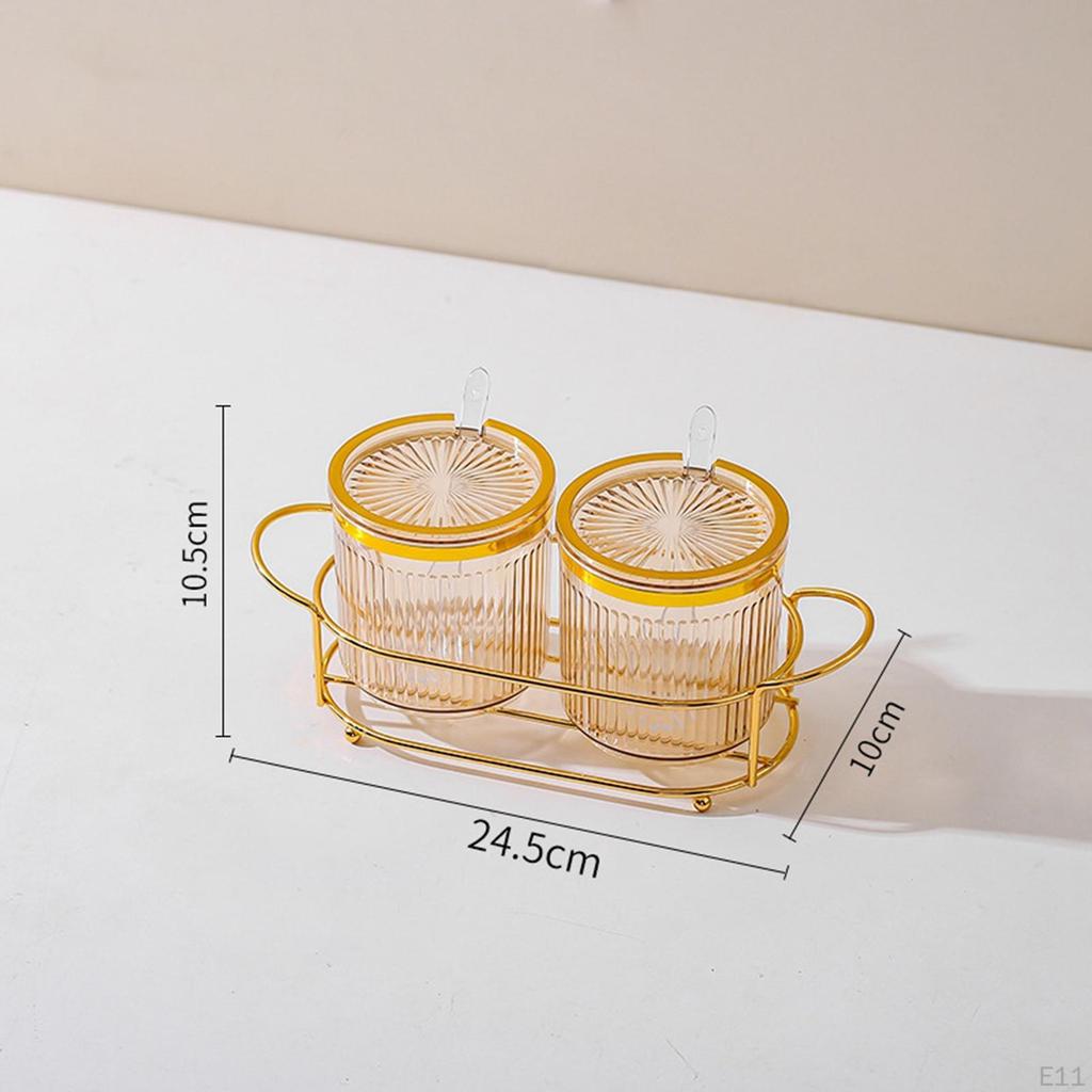 Condiment Jar Container with Holder Integrated Design Multifunction Spice Lids Spoon and for
