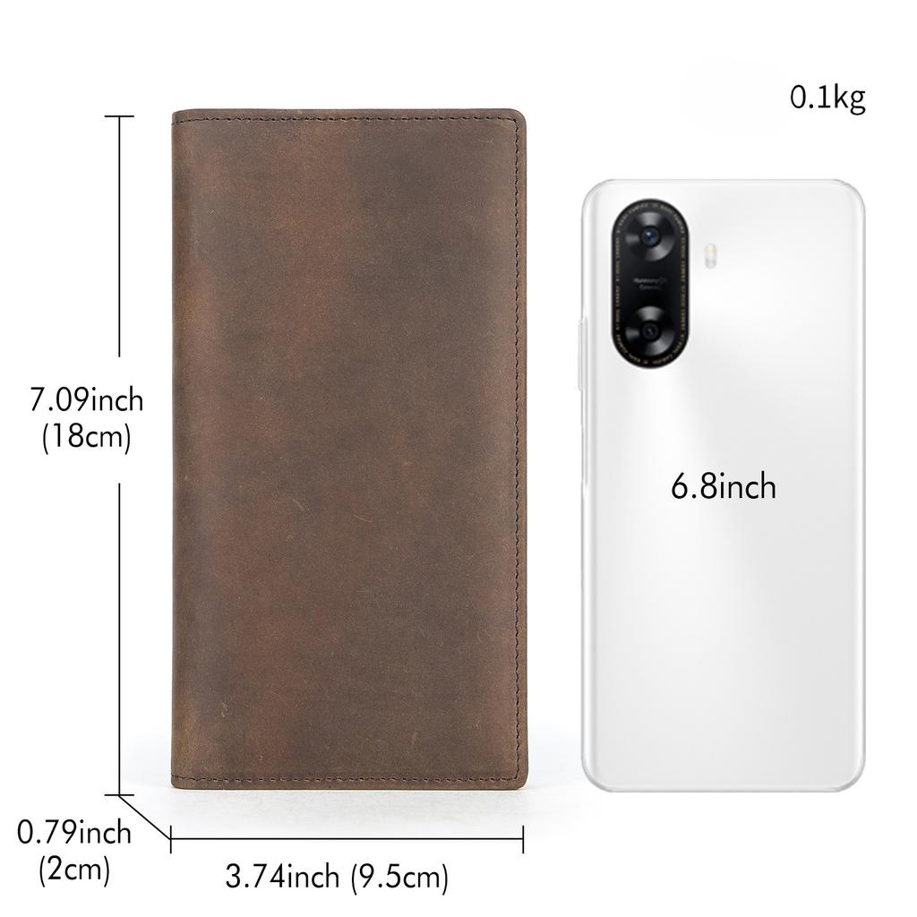 Crazy Horse Leder Herren Lange Geldbörse Kopfschicht Rindsleder Einfache Business Geldbörse Herren Geldbörse aus echtem Leder