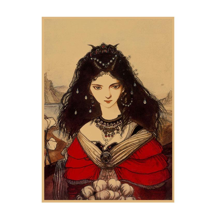 Yoshitaka Amano Retro Japanese Illustration Poster for Bar & Restaurant Wall Decor