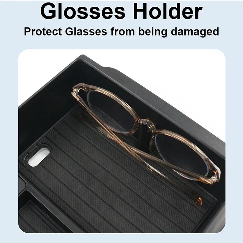For Tesla Model Y Juniper 2025 Center Control Armrest Storage Box Model3 Highland USB Type C Charging Hub Glasses Clip Organizer