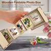 Rustic Wooden Photo Storage Box Vintage Accordion Photo Display Box Photo Album Box  Family Memory