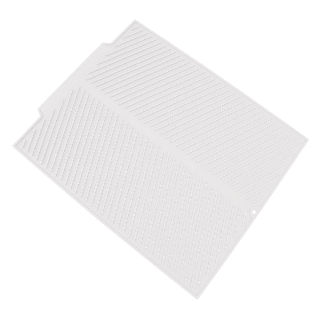 Silicone Dish Drying Mat 485x405mm Heat Resistant Non Slip Kitchen Counter Drain Pad for Home White