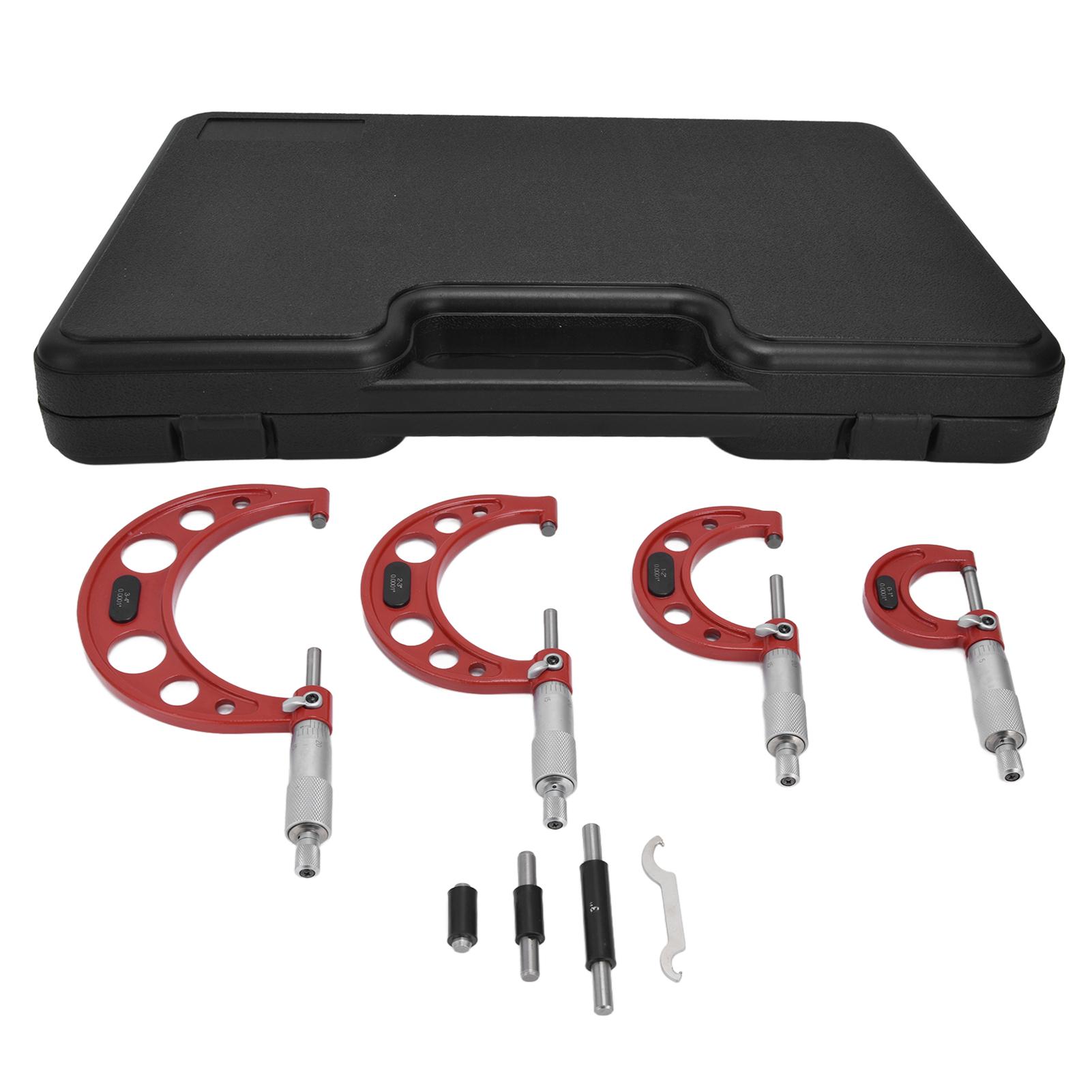 

4 шт. Наружный микрометр 0,0001 дюйма Наружный точность Инструмент машиниста для измерения диаметра 04in