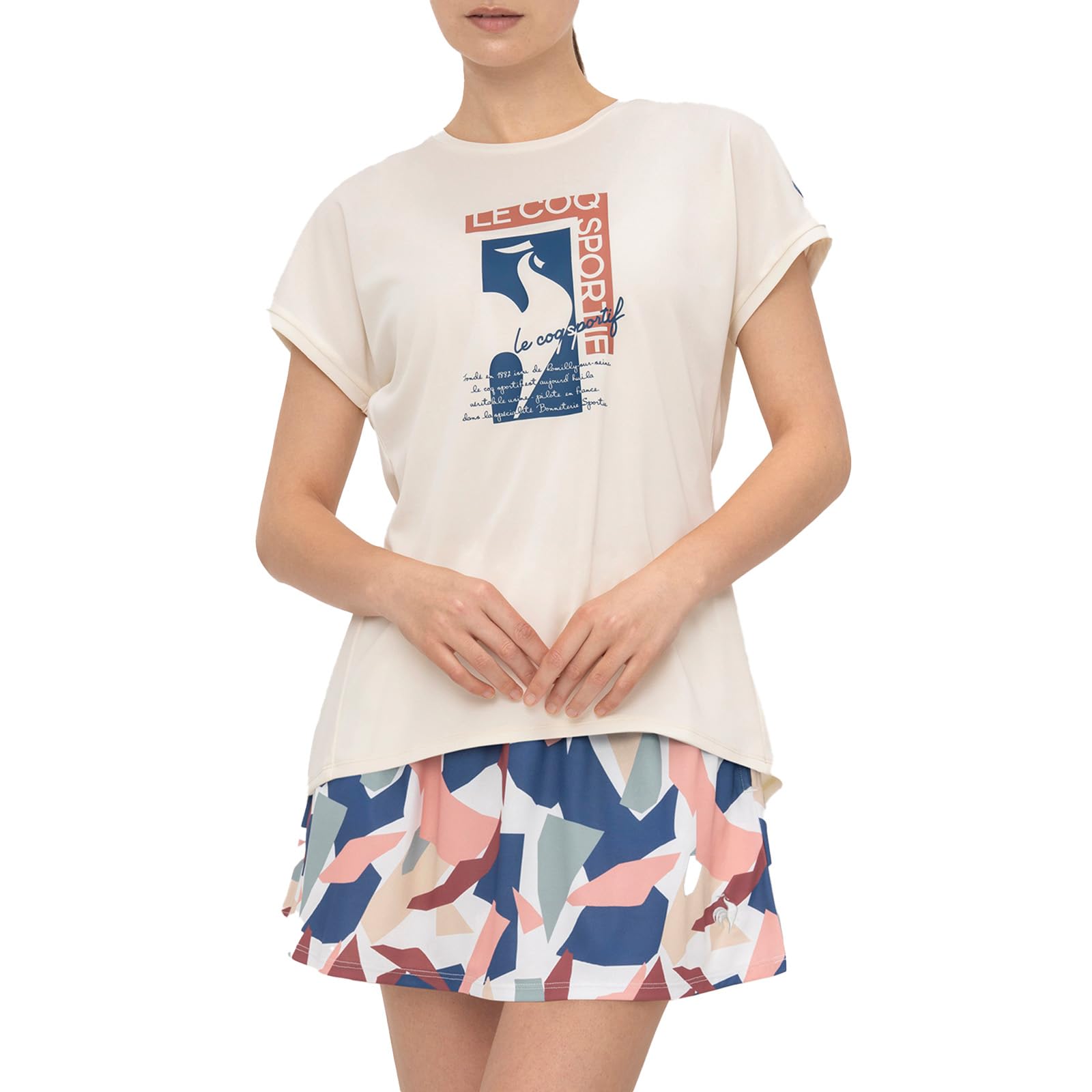 

Футболка Coq Tennis Spotless Practice Short Sweat Quick UV Cut Sweat Stain Practice UV Cut Does Not Get Stuff WH01 [Le Sportif], рукав, впитывающий,
