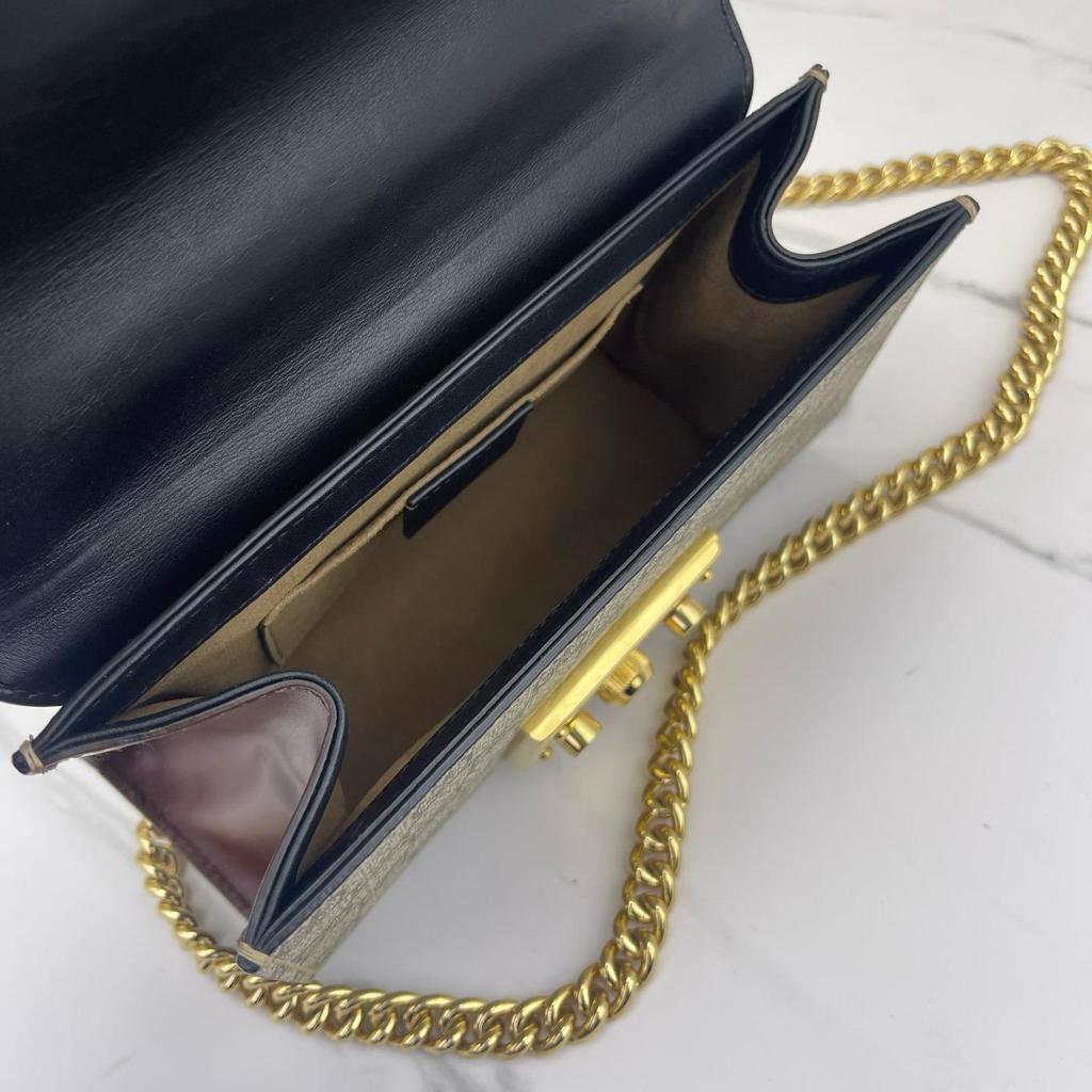 [Pre-Owned] Padlock Moonlight Treasure Box Series Metal Lock Logo Canvas And Leather Crossbody Bag Small - Excellent #1FHUW71