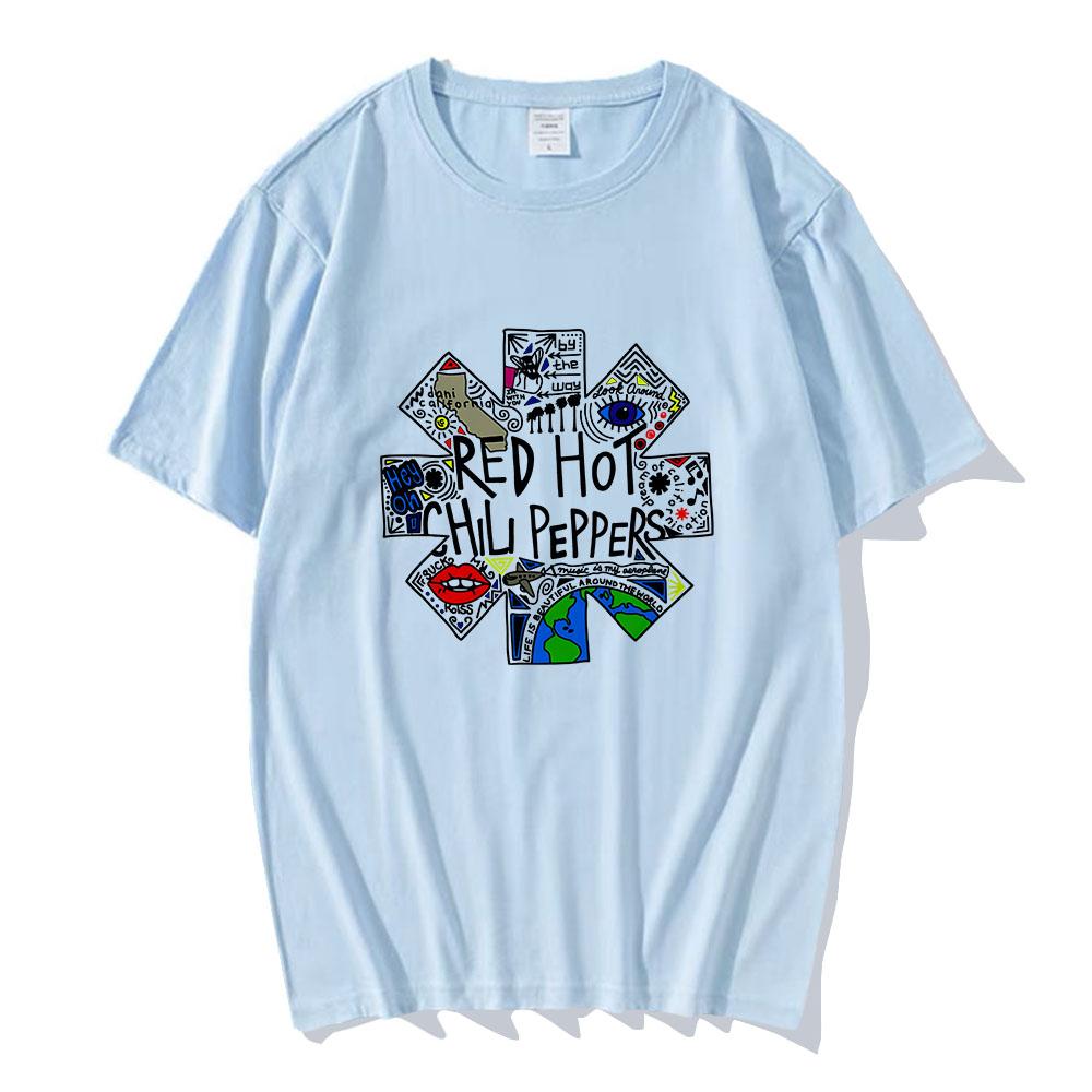 Red Hot Fire Squid Chili Peppers T-shirts Summer Men Women Cotton Tee-shirt Streetwear Hip Hop Graphic Printing Rock Tshirts Tee