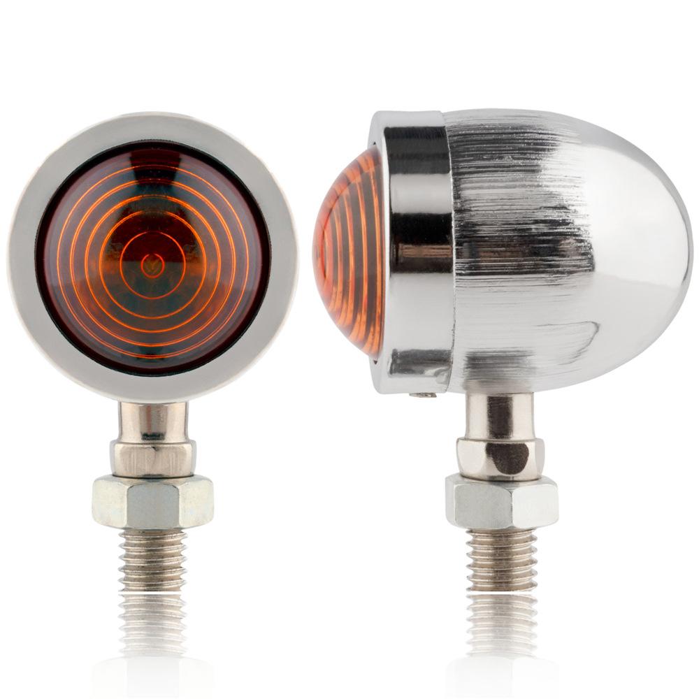 Chrome Bullet Motorcycle Turn Signal Indicator Light Retro Motorbike Blinker Lamp For Honda Yamaha Cafe Racer Bobber Signal Lamp