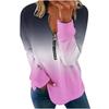 2025 Women's Gradient Color Zipper Round Neck Long Sleeve Hoodie Tee