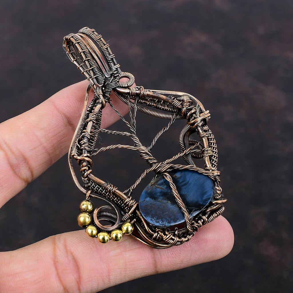 Tree Of Life Pietersite Pendant Copper Wire Wrapped Gemstone Pendant Handmade Tree Of Life Jewelry Brand New Pendant Copper Jewelry For Gift