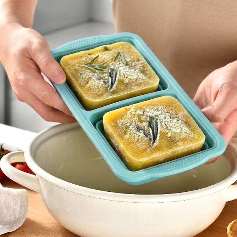 Silicone mold for frozen soup, ice tray, household food storage box, fresh-keeping box, frozen tray with lid