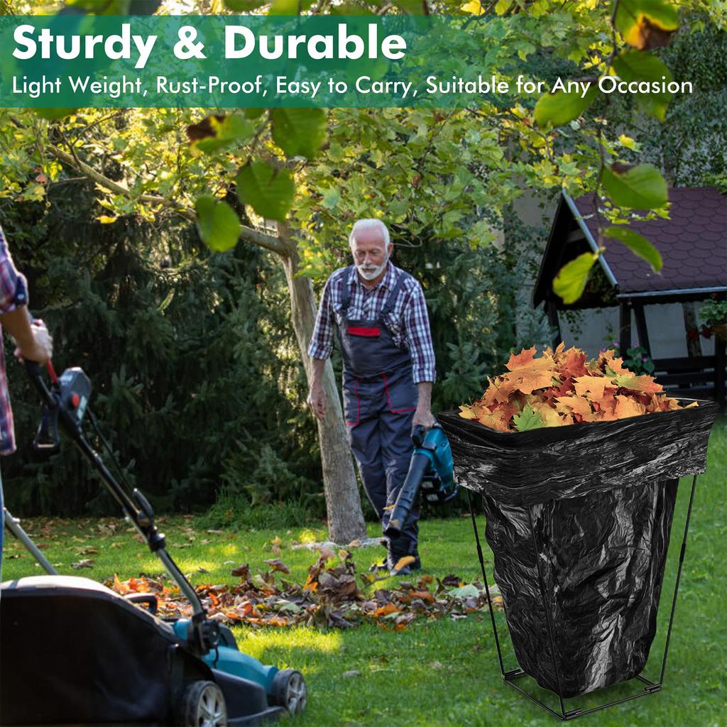 Robust Metal Leaf Bag Holder For 30-45 Gallon Garden Waste Flexible Frame Outdoor Trash Storage
