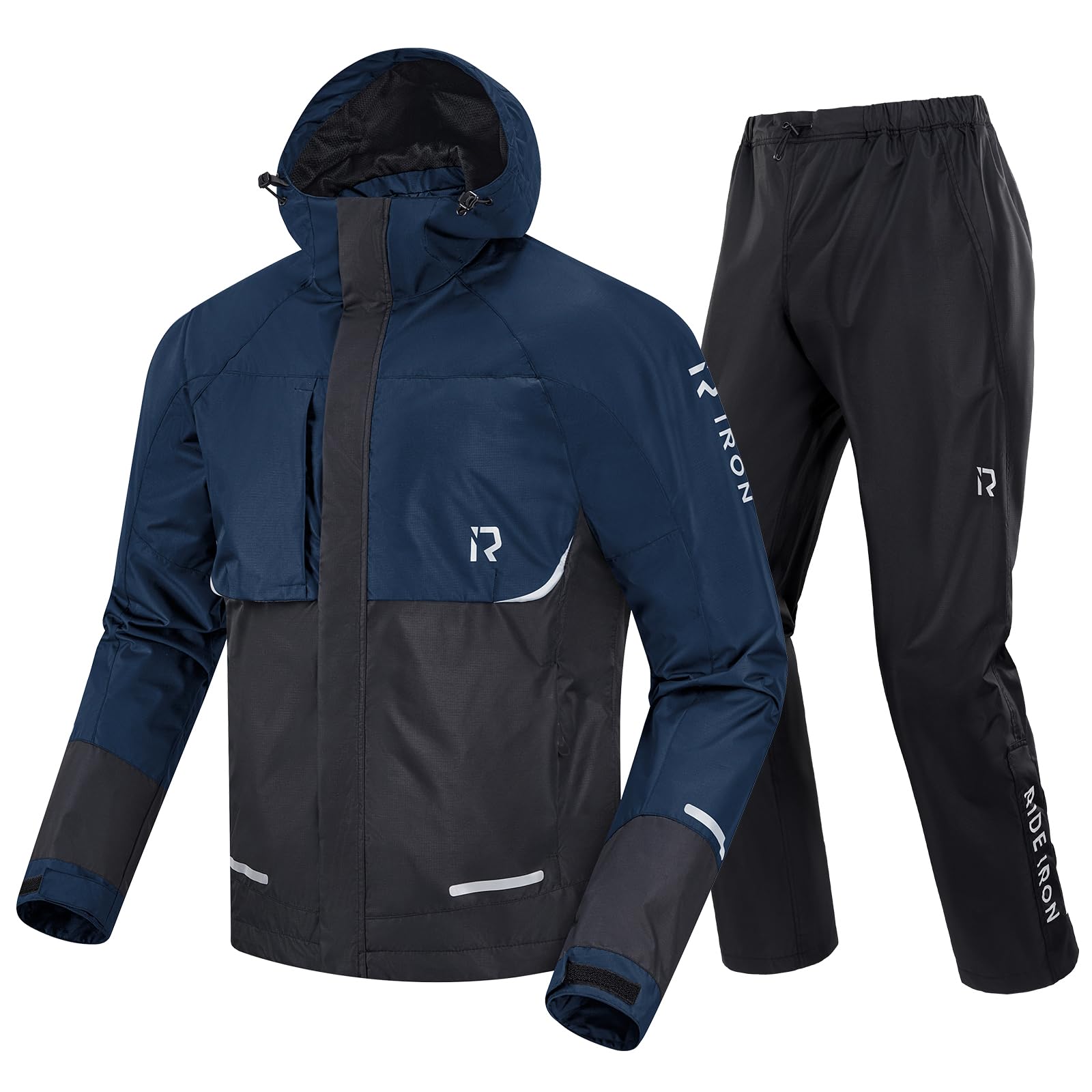 

RIDEIRON Мотоциклетная Велосипедная Непромокаемая Одежда Верх и Идеально подходит для Горной и Дождливой Дышащая и Включает Сумку для Хранения Мужской Дождевик, Дождевик, Комплект, синий