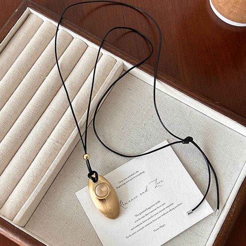 1Pcs Adjustable Long Wax Rope Sweater Chain Korean Multicolor Enamel Hollow Out Water Drop Pendant Necklaces For Women