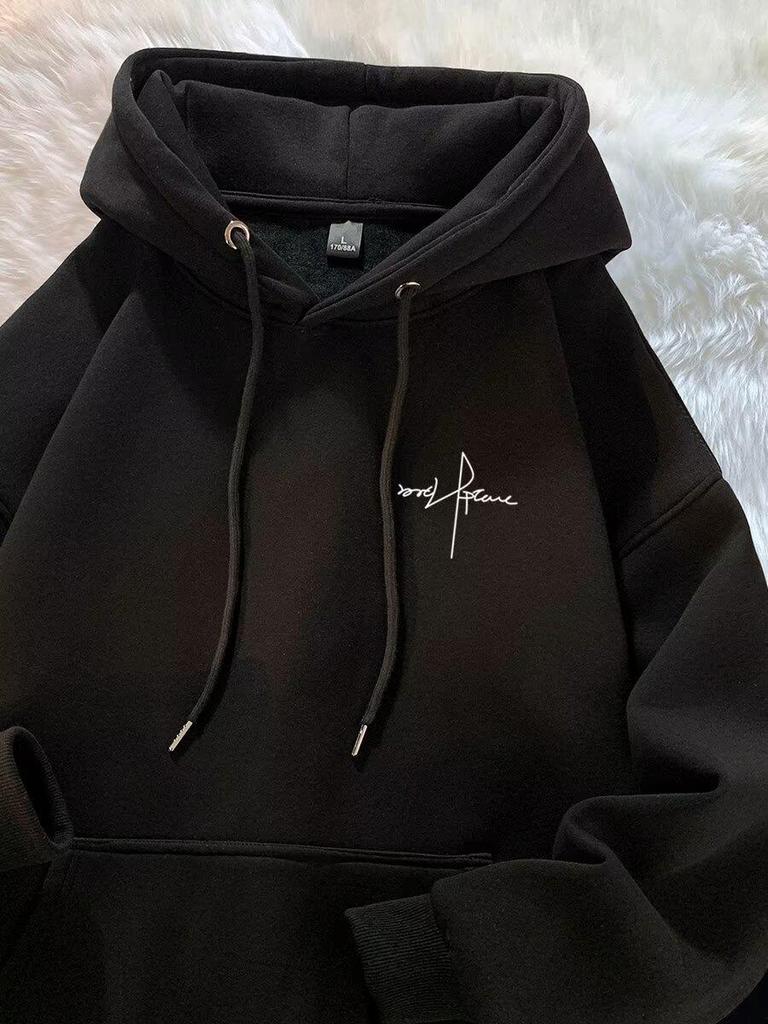 Men's Trendy Hong Kong Style Fleece-Lined Hooded Jacket - Autumn/Winter Fashion