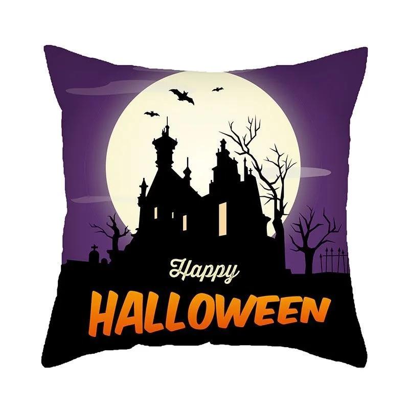 Halloween Atmosphere Pumpkin Head Castle Cushion Cover Suitable for Home Party Living Room Sofa Room Decoration Pillow Cover