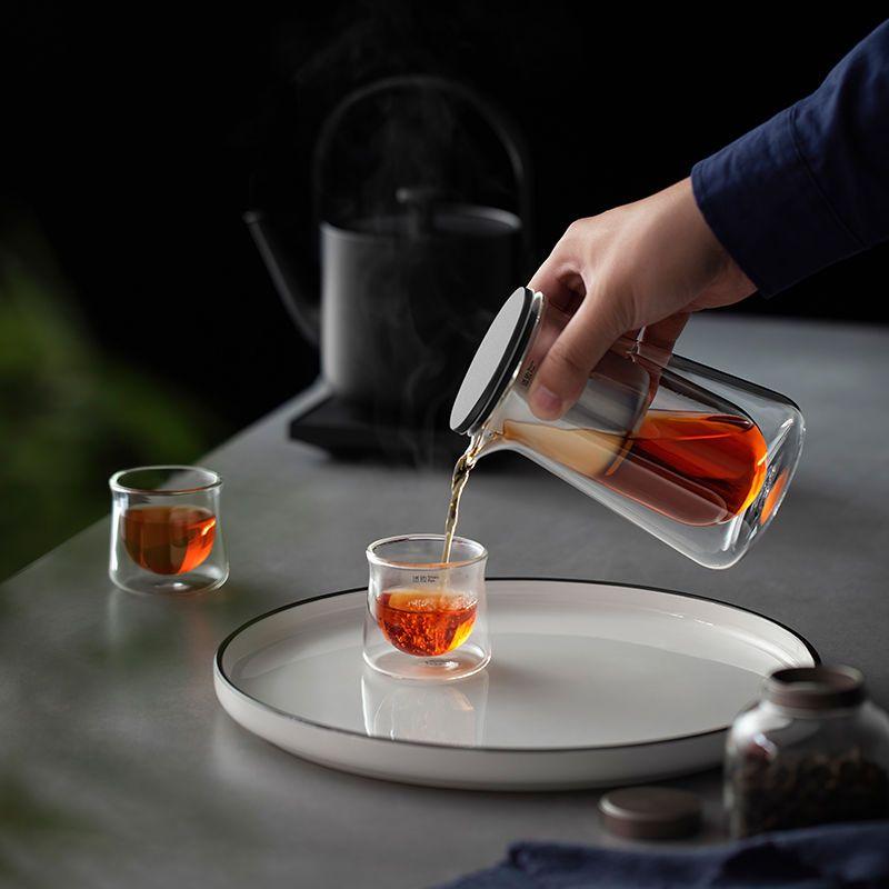High-end Glass Teapot One-button Filtration Tea Pot Heat-resistant Anti-scald Tea Brewer Magnetic Tea Water Separation Cup
