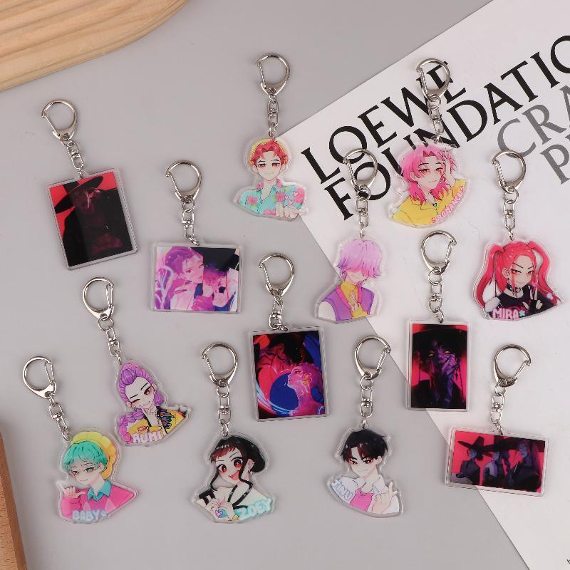 Kpop Demon Hunters Huntrix Saja Boys Keychains For Accessories Jewelry Rumi Zoey Jinu Mira Sold My Soul Keyrings Fans Gifts