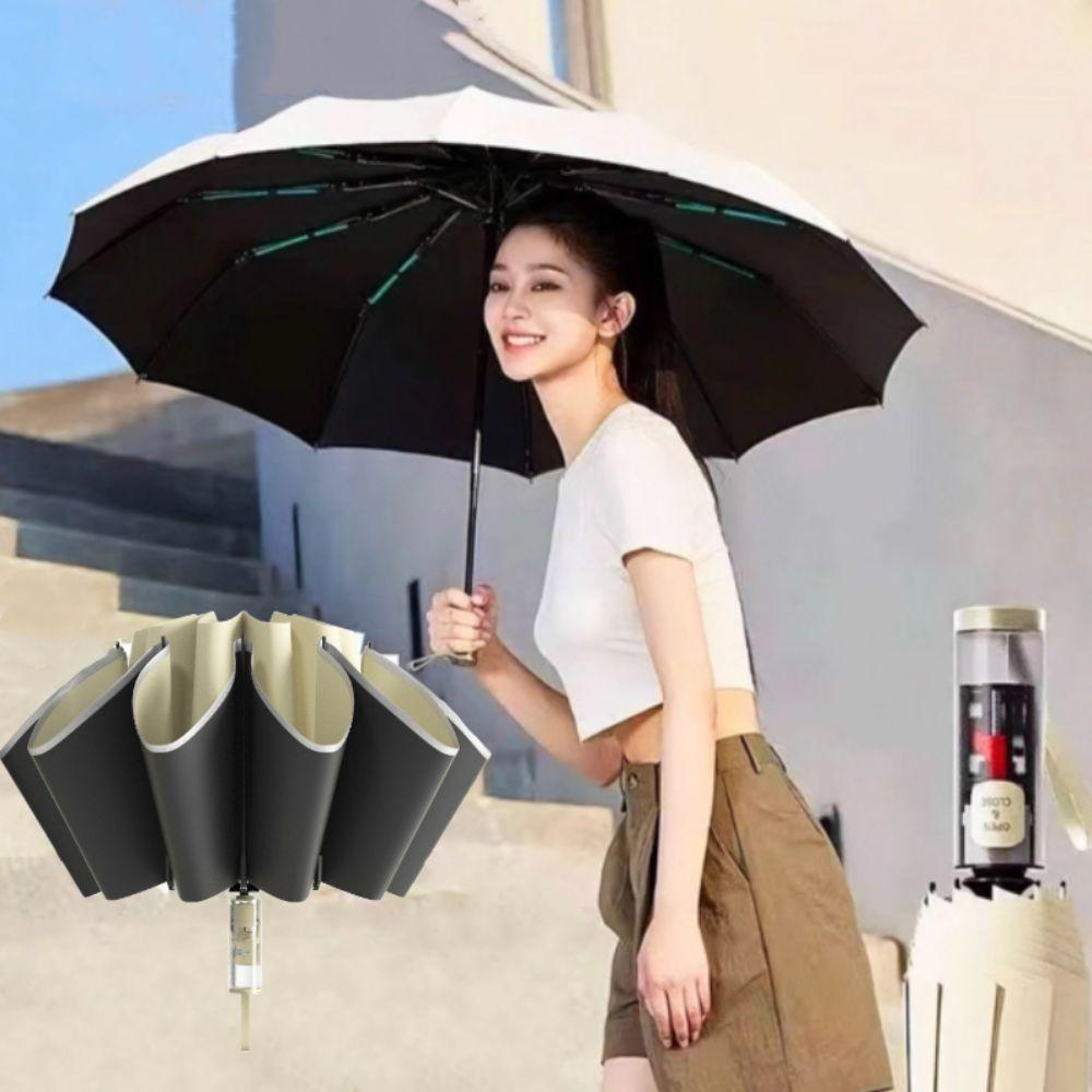 Reverse Folding Automatic Umbrella Reflective Stripe Rain Umbrella UV Umbrellas  Storm Resistant