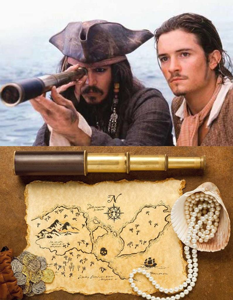 Laupha Pirate Vintage Cosplay Pirates of the Caribbean Telescope, Monocular, 25x30mm, Extendable, Compact, Portable, Kids' Telescope, Toy,