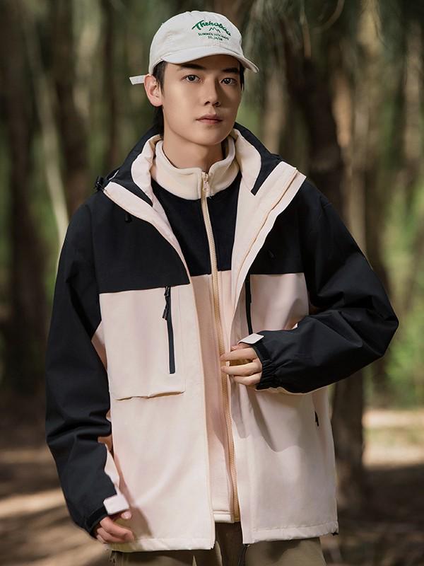 Personalized Windproof 3-in-1 Jacket: Solid Color, Custom Logo, Unisex Design, Thick Workwear