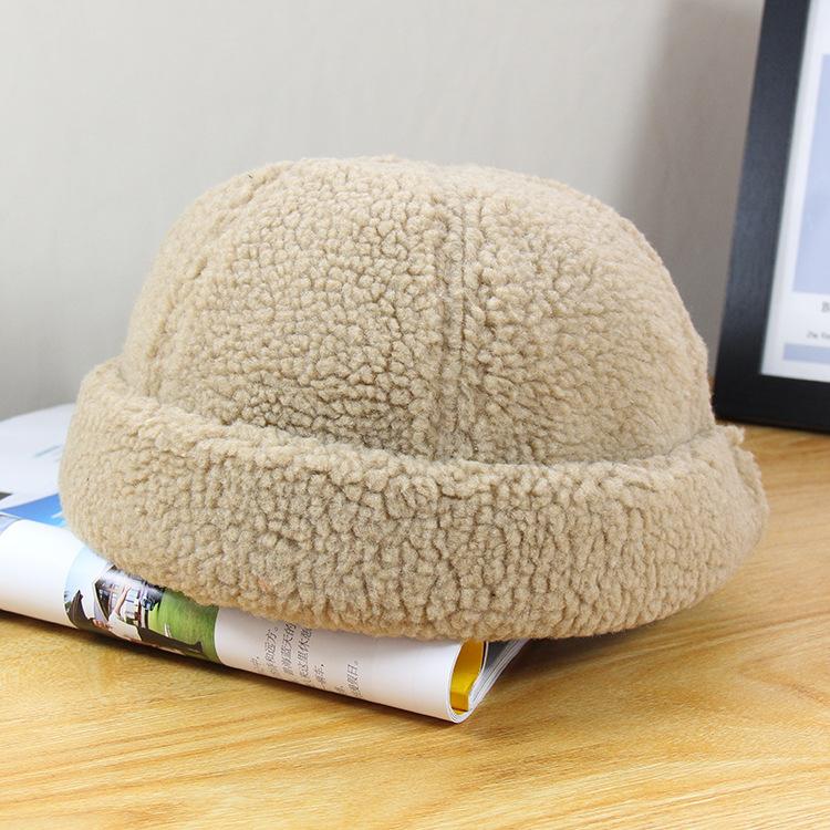 New lamb wool landlord hat women's autumn and winter brimless warm melon fur hat student couple sailor yuppie hat