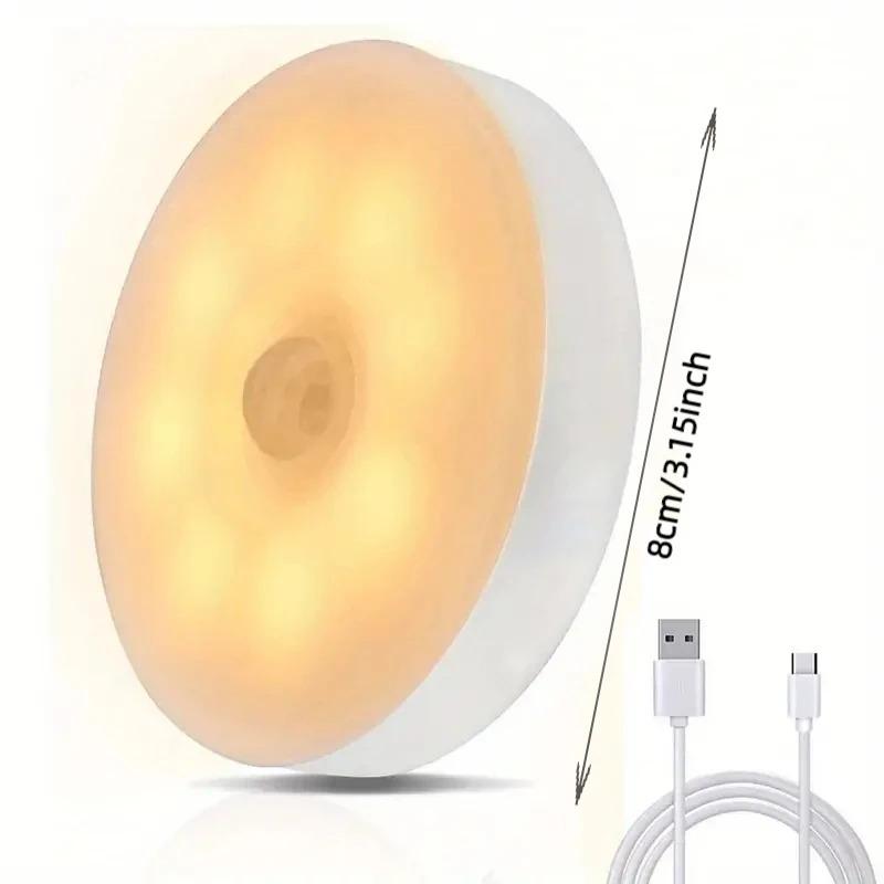 3PCS LED Motion Sensor Light Night Light USB Rechargeable Night Lamp for Kitchen Cabinet Wardrobe Lamp Staircase Closet Light