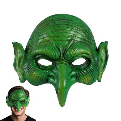 Grüne Hexe Goblin Maske Halloween Halbes Gesicht Adlernase Zauberin Maske
