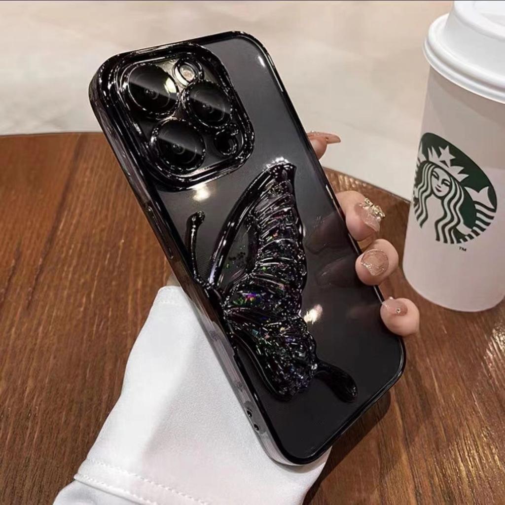 Electroplating Dream Butterfly Quicksand IPhone 16 Mobile Case Gradient Glitter Powder Applicable To Apple 15 ProMax Protective Case for Women