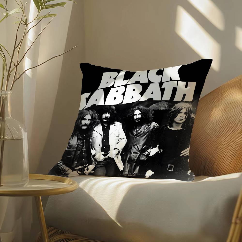 Мультяшное искусство Black Sabbath-Группа Наволочка Шелковистая элегантная Комфорт Диван Кровать Невидимая молния Пляжная наволочка 12x12Inch