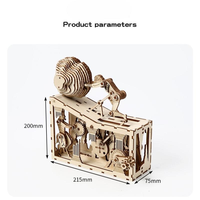 3D Wooden Puzzle Sisyphus Ancient Greek Mythological Stories Mechanical Gear Model Assembly Educational Toys Gift for Kids