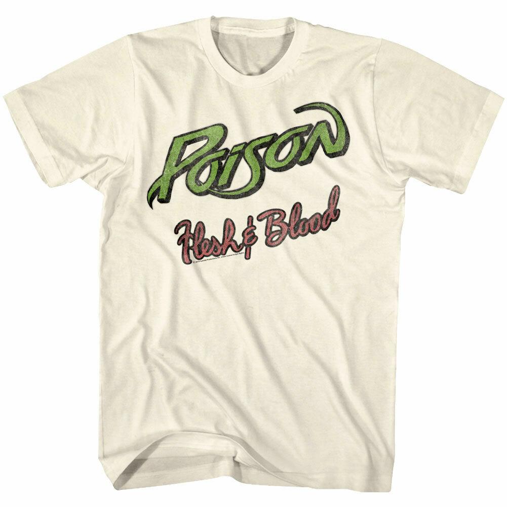 Poison Flesh Blood Vintage Concert Tour Men T Shirt Album Cover Rock Band XXL