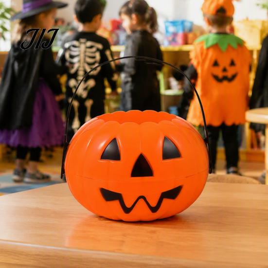 Trick or Treat Containers 1/2/3Pcs Halloween Pumpkin Candy Bucket, Trick-or-Treat Holder Basket, Bucket with Handle Jack-O-Lantern Sweet Snack