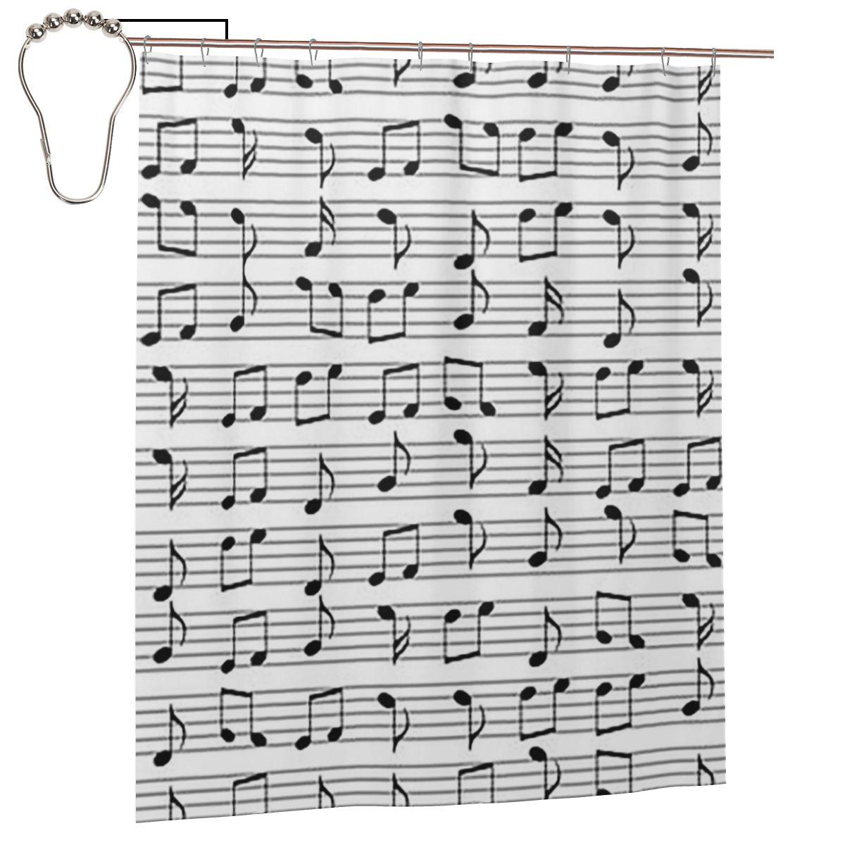 

Abstract Piano Keys With Musical Notes Shower Curtain Bathroom Polyester Waterproof Bath Curtains With Hooks W60H190(CM)-1 Pcs